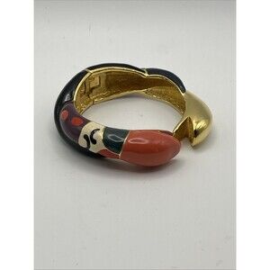 Niki de Saint Phalle Serpentine Dance Of The Snakes Bracelet 80s Coral Pink Gold